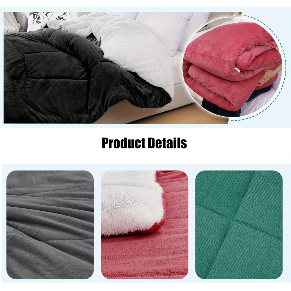 Thick Soft Comforter All Season Quilted Box Stitch Solid Color Breathable Machine Washable Bedroom Warm Autumn Winter Comforter