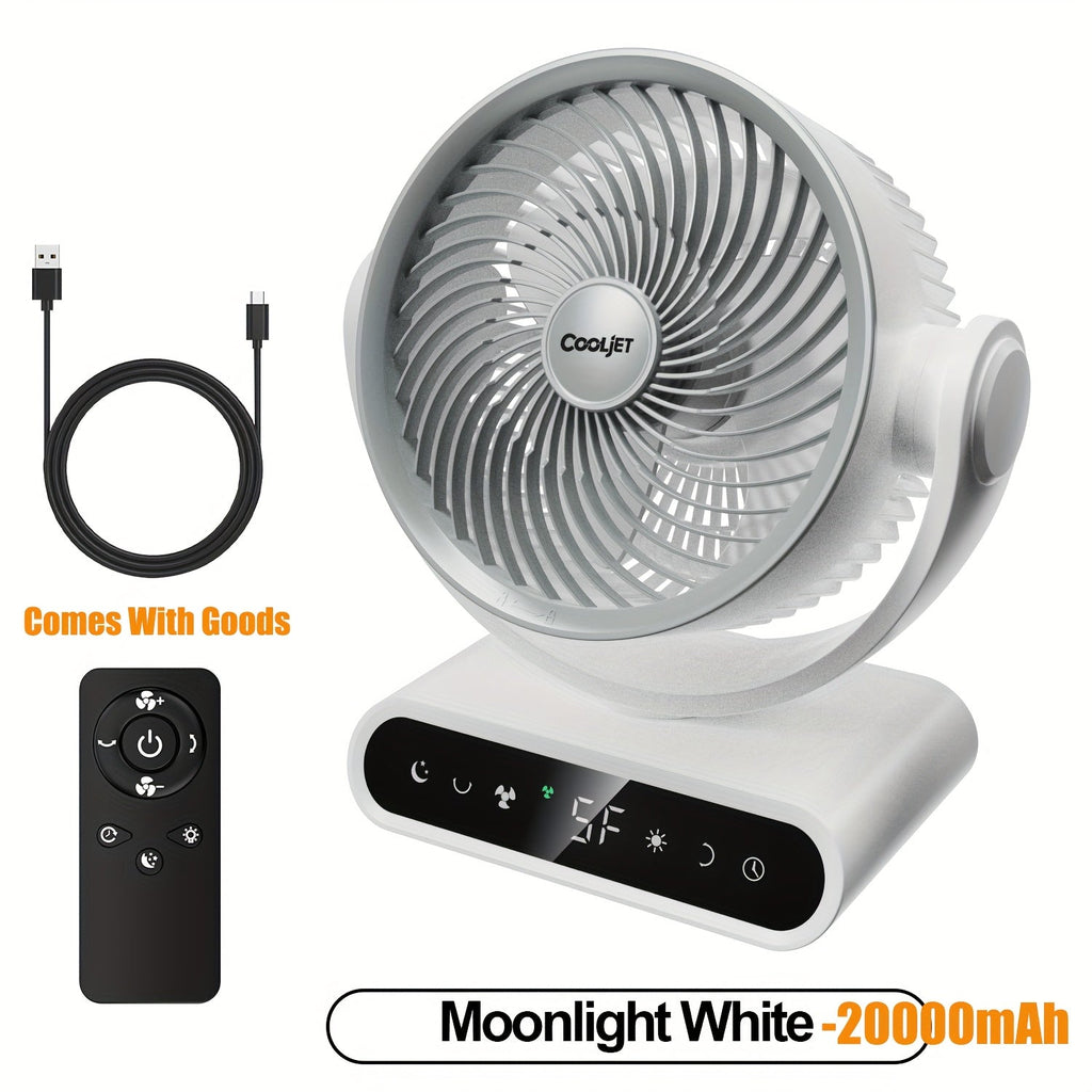Camping Fan with LED Light Battery Powered 20000mAh 40000mAh 9-Inch 5-Speed Remote Control 90¡ã Tilt 120¡ã Oscillating Quiet Air Circulator for Outdoor Home