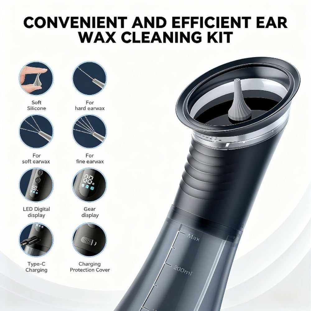 Earwax Removal Kit Pro with Visual Waste Tank ¨C Interchangeable Nozzles, USB Rechargeable Ear Cleaner for Adults, Ear Scoop & Ear Washer Options