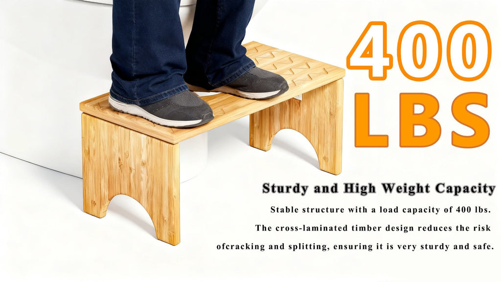 Toilet Stool Foldable Bamboo Squatting Stool ¨C Ergonomic 7-Inch Height for Natural Constipation Relief | Collapsible Non-Slip Bathroom Footstool for Space Saving, Travel & Easy Storage