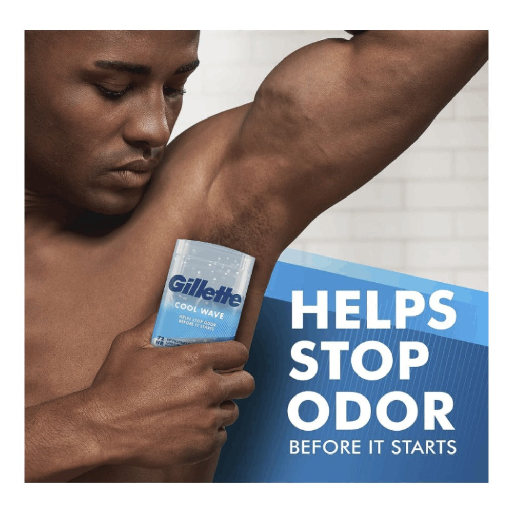 Antiperspirant Deodorant for Men Gillette Clinical 72-Hour Protection ¨C Clear Gel Cool Wave Scent, 3.8 oz, Pack of 4, Anti-White Mark, Prescription Strength Sweat Defense