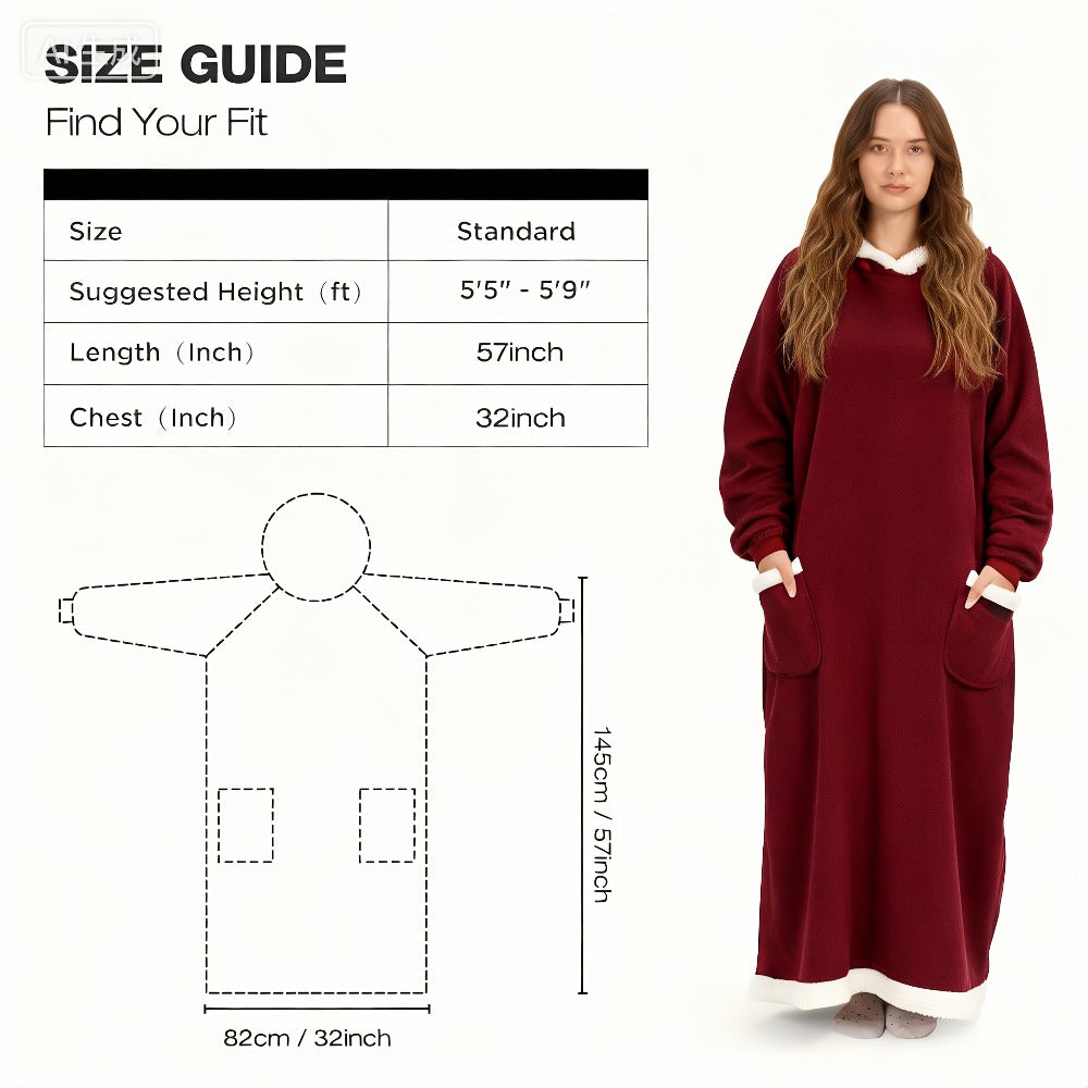 Oversized Wearable Blanket Hoodie Jacket ¨C 350-400gsm Thick Warm Suede Flannel, Hooded Pocket Lazy Coat for Women & Men, 5 Colors