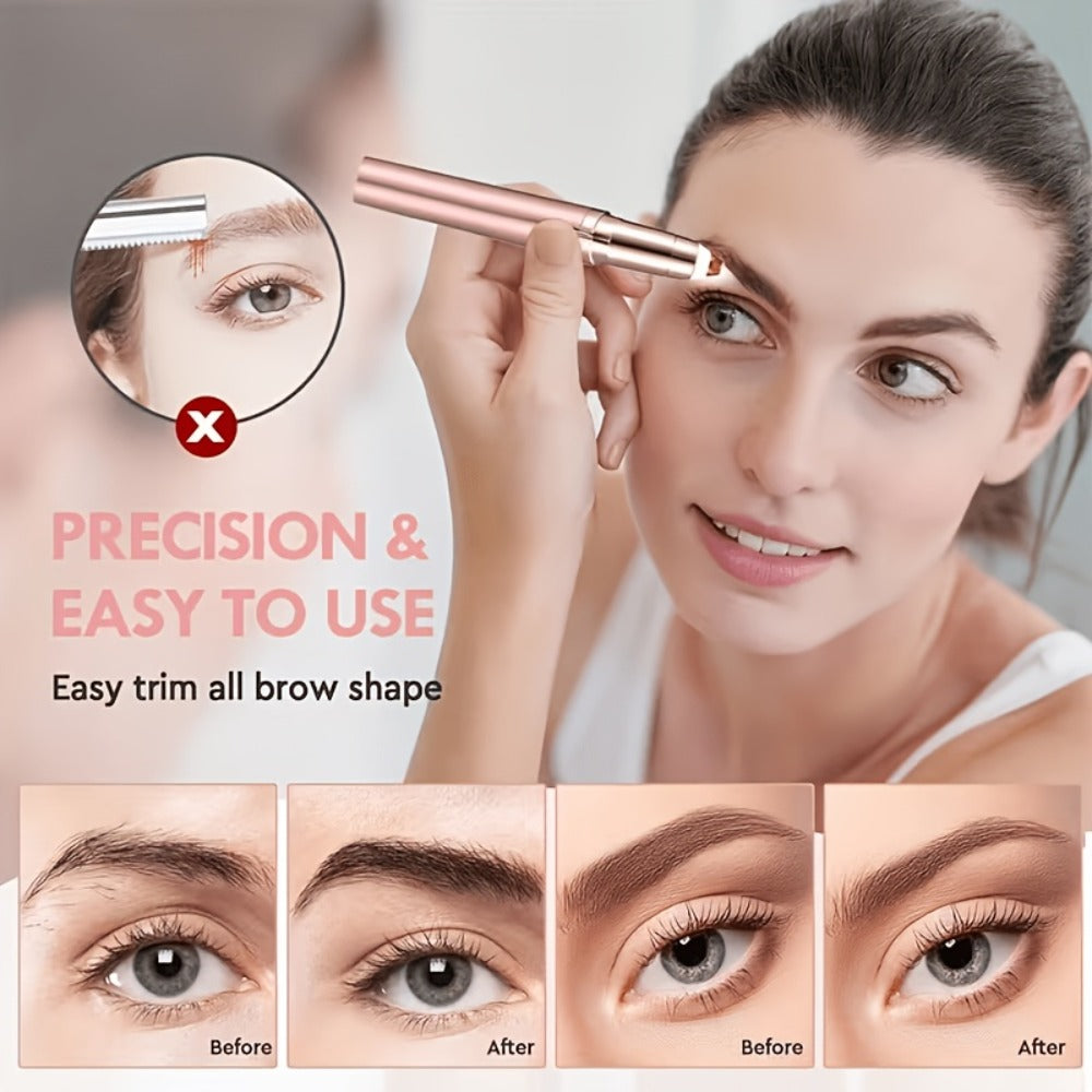Electric Eyebrow Trimmer for Women 2 Pack, USB Rechargeable Painless Precision Eyebrow Razor Pen, Portable Hair Remover for Face Lip Leg Armpit ¨C Pink White Colorful