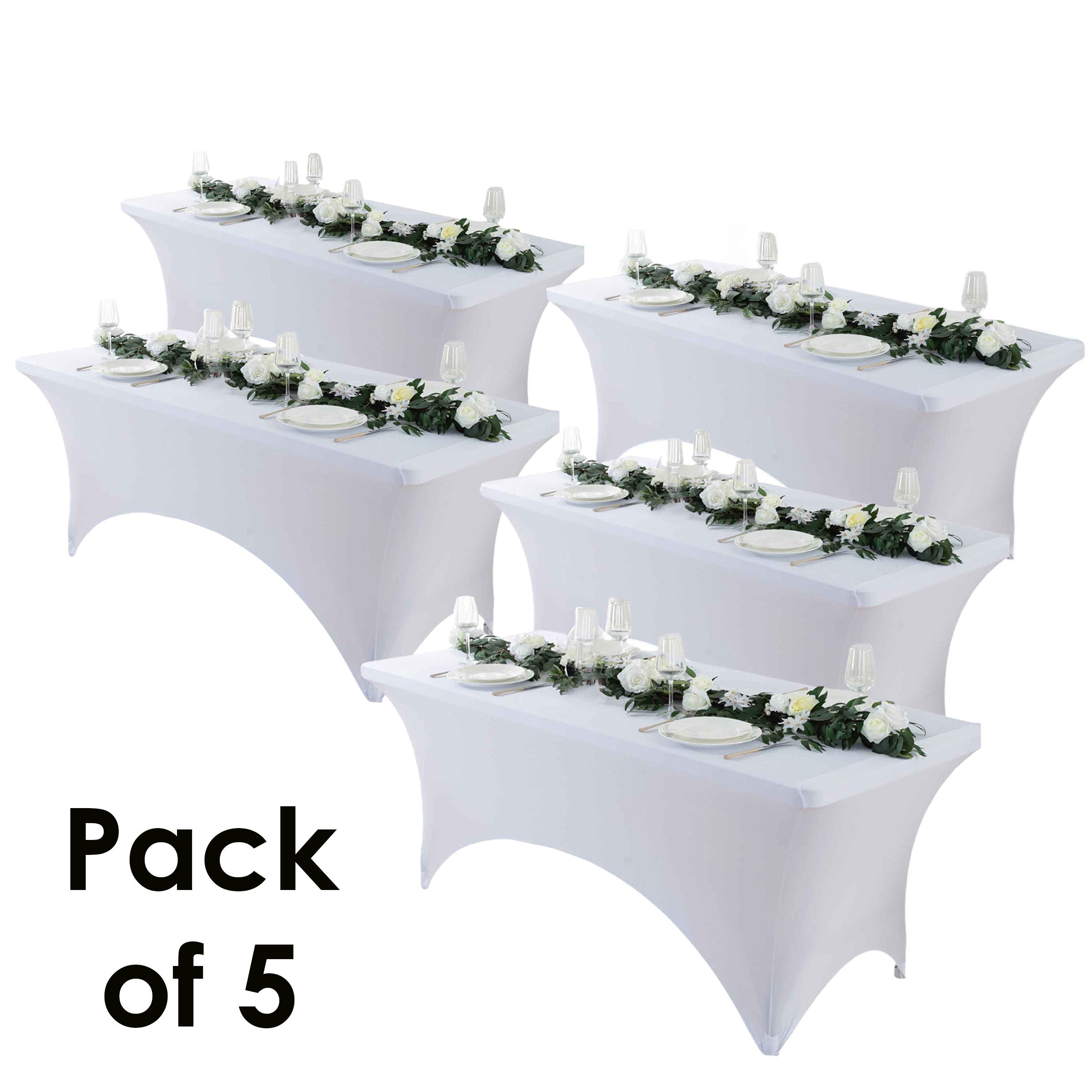 Spandex Tablecloth Stretch Table Cover Fitted Rectangle Table Cloth for Wedding Party Event 3/5pcs White Black