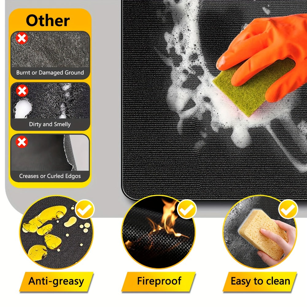 BBQ Grill Mat Fireproof & Heat Resistant - Double-Sided Fiberglass Grill Pad for Outdoor Grills, Fire Pits & Smokers | Waterproof Oil-Proof Deck & Patio Protector | Easy Clean BBQ Splatter Mat