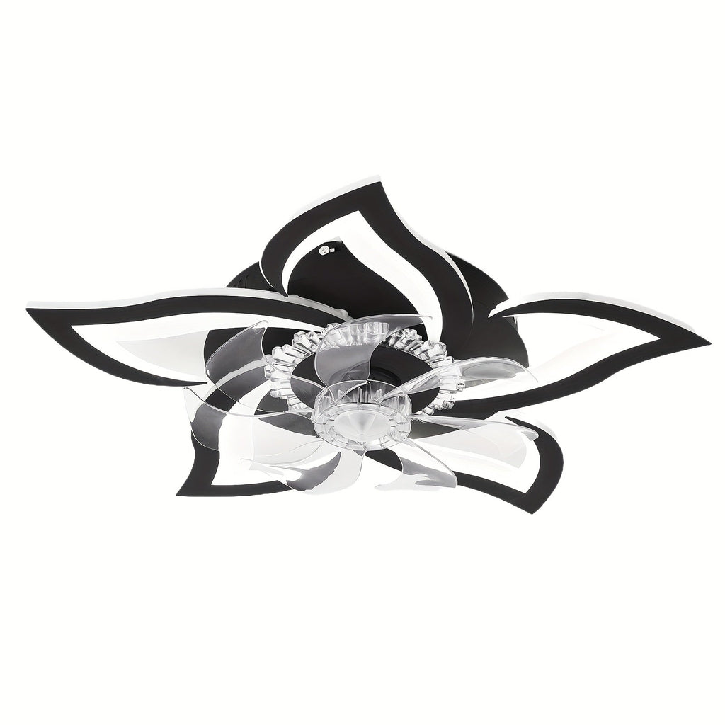 Ceiling Fan with Light 27 Inch Flush Mount - Low Profile 6-Speed 3-Color Dimmable LED, Remote & App Control, Modern Ceiling Fan for Bedroom, Living Room, Room Decor, Black or White