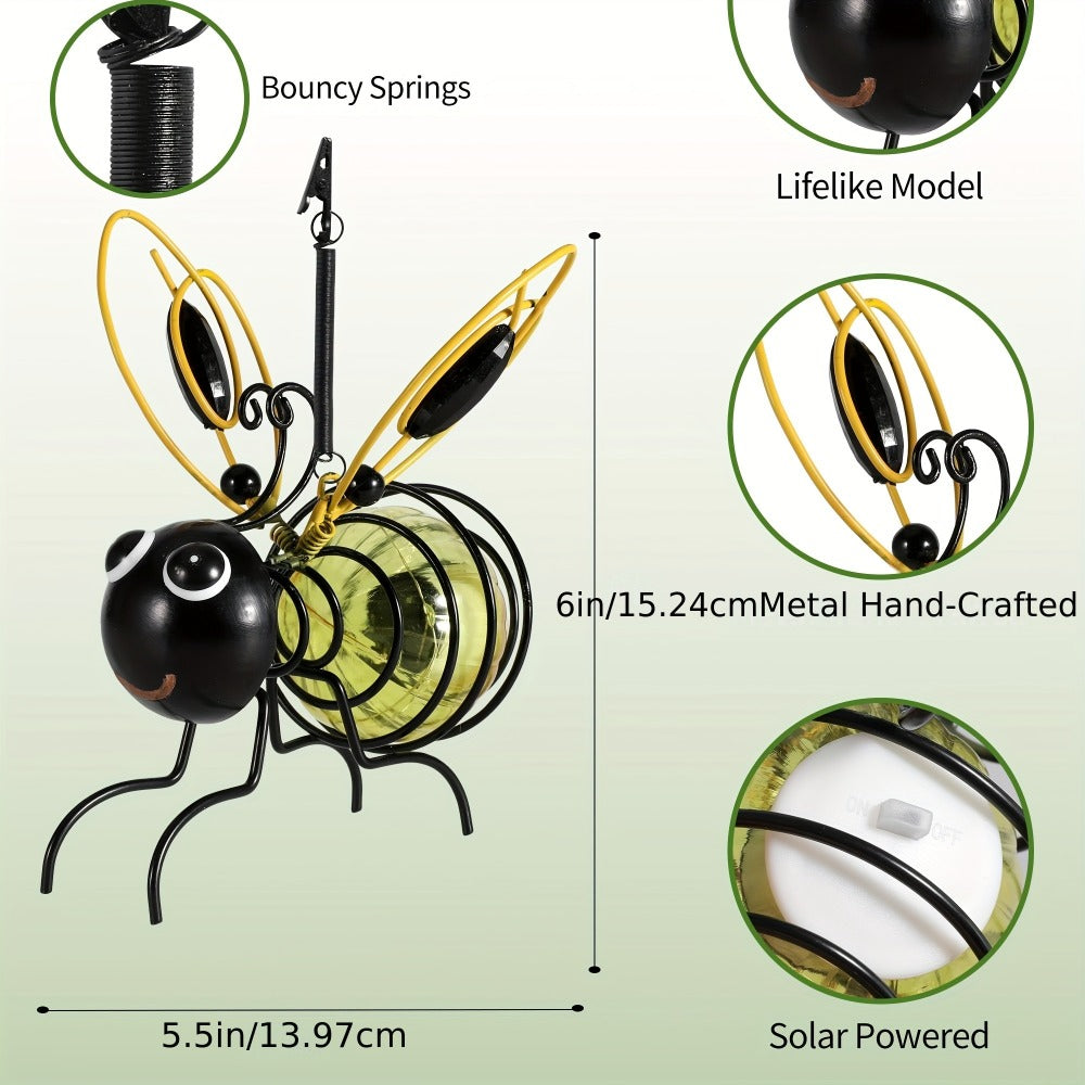 Solar Hanging Bee & Ladybug Lights Set of 3, Metal Decorative Solar Garden Lights ¡ª Outdoor Hanging Decor for Balcony, Garden, Living Room & Flower Shop | Red, Yellow & Blue