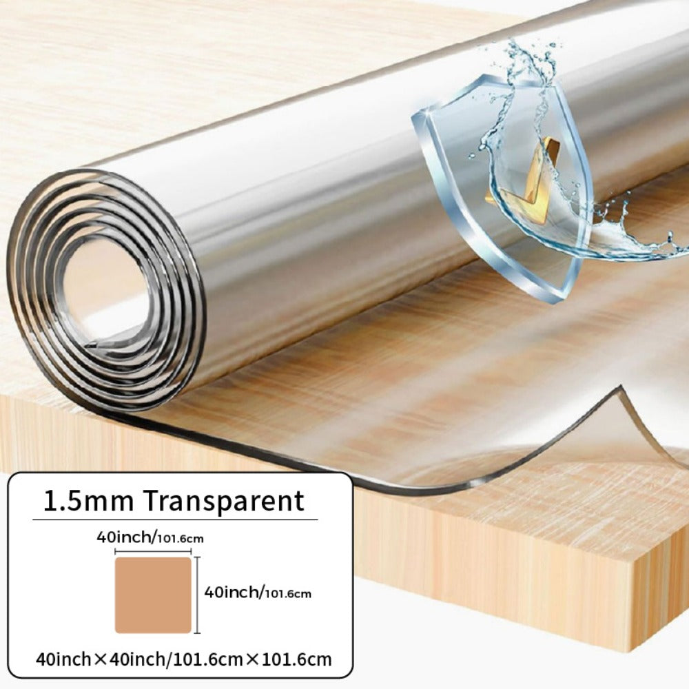 Clear PVC Tablecloth Table Protector 1.5mm Thick Transparent Table Cover Heat Resistant Scratch Resistant Waterproof Desk Mat for Dining Table Home Office Restaurant Coffee Table Multiple Sizes