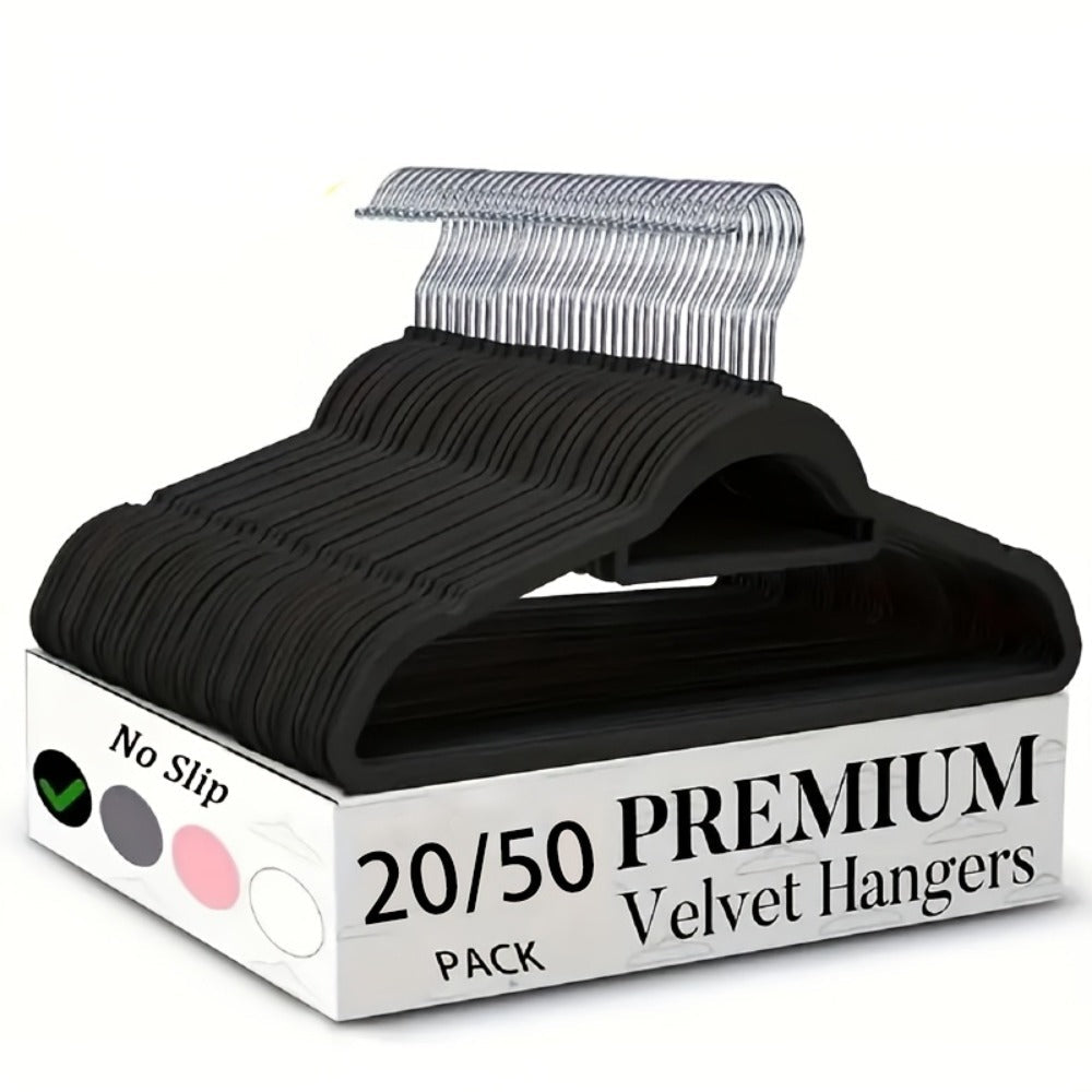 Velvet Hangers Non-Slip Slim Space Saving Clothes Hangers, Premium Flocked Suit Hangers for Closet Organization, Ultra Thin Strong Coat Hangers for Shirts Dresses Pants, 20 or 50 Pack Black Beige Pink