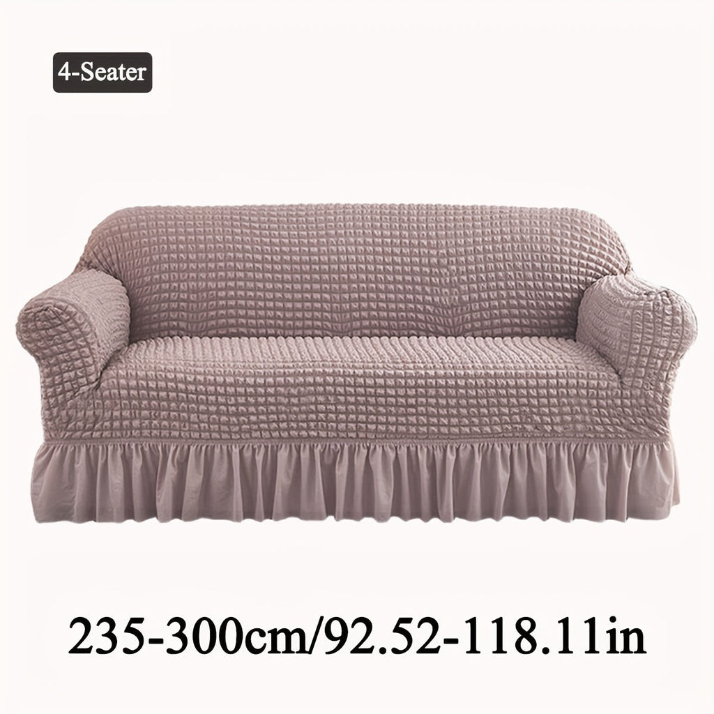 Seersucker Sofa Slipcover Elastic Band Closure Pet-Friendly All-Purpose Sofa Cover for Living Room Home Decor Protection ¡ª Single 2 4 Seater Multiple Colors