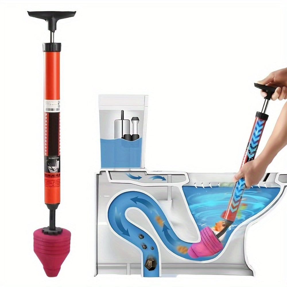 Toilet Plunger Heavy-Duty Air Pressure Drain Cleaner - Pipe Unclogger with Ergonomic Handle, Suction Cup Clog Remover for Toilet Sink Shower Bathtub, Efficient Bathroom Unclogging Tool, 1pc