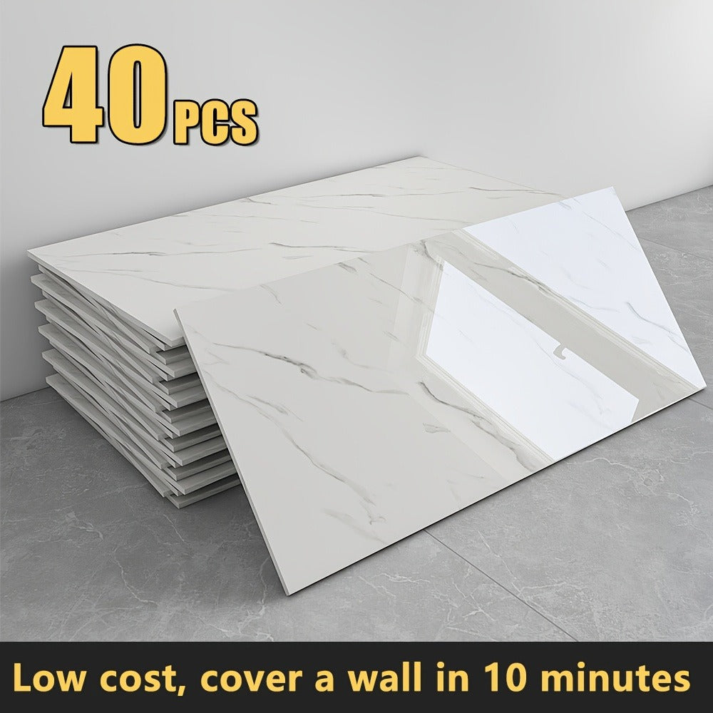 Peel and Stick Wall Panels Marble Pattern Self-Adhesive PVC Wall Tiles Waterproof Backsplash Stickers for Kitchen Bathroom Living Room Home Decor 20/40Pcs