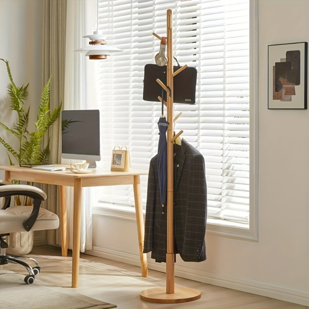 Coat Rack Freestanding Floor Standing - Vertical Clothes Hanger Stand for Bedroom Entryway Living Room Hallway, Heavy Duty Garment Rack for Suits Hats Bags Ties Belts, Easy Assembly No Tools Required