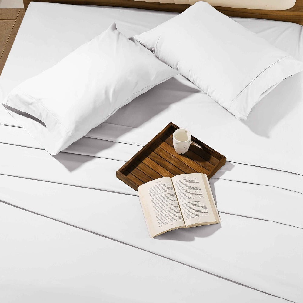 Egyptian Cotton Sheet Set 1000 Thread Count - Deep Pocket Fitted Sheet, Sateen Weave, Breathable Soft Bedding Set for King Queen Full Twin