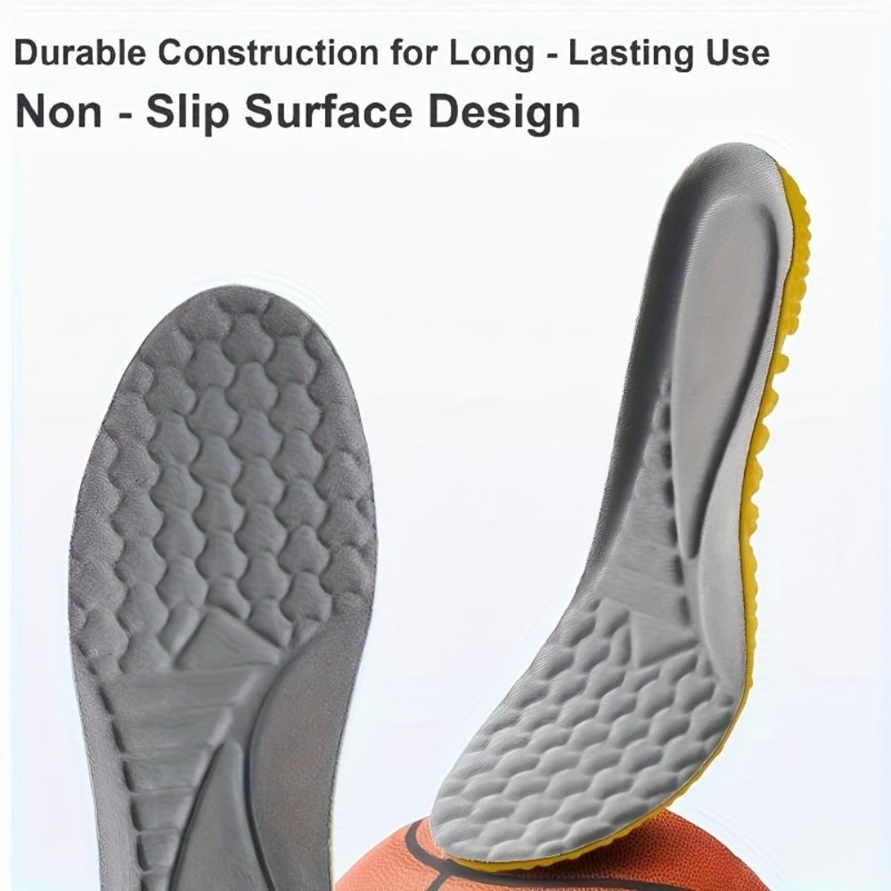PU Insoles Shock Absorbing 2 Pairs - Full-Length Polyurethane Shoe Inserts with Arch Support, Breathable Moisture-Wicking Odor-Resistant, Knee Protection Heel Pad for Men & Women EU35-46