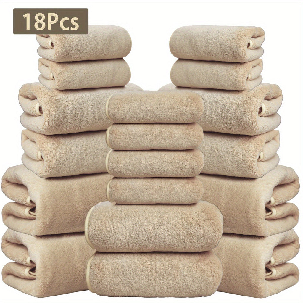 Coral Velvet Bath Towel Set 18pcs ¨C 4 Bath Towels 4 Hand Towels 10 Washcloths Hotel Quality Soft Absorbent