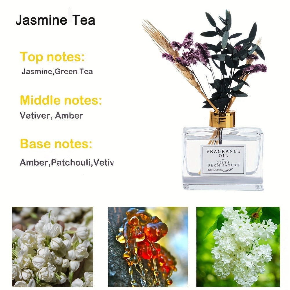 Reed Diffuser Set with Real Flowers - 4.05 oz 120ml Scented Home Fragrance Aromatherapy Diffuser Sticks for Bedroom Bathroom Living Room Office Gift