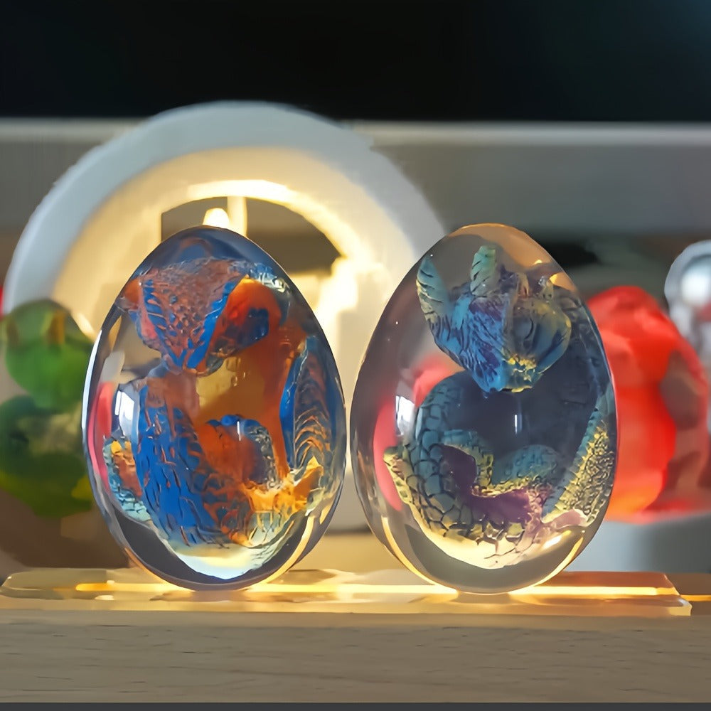Dragon Egg Statue Crystal Transparent Resin Dinosaur Egg Figurine Handcrafted Collectible for Fantasy Lovers Home Decor Shelf Display Birthday Gift