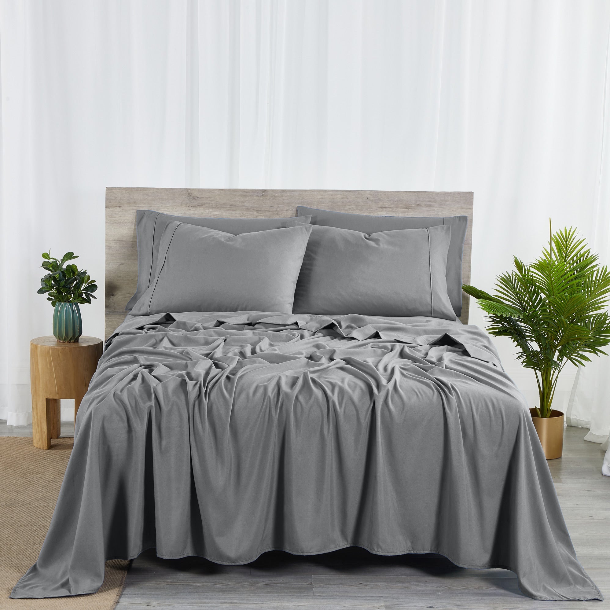 Bamboo Blend 6-Piece Sheet Set ¨C 2000 Thread Count SnugGrip Fitted Sheet 16¡± Deep Pocket Soft Wrinkle Resistant Twin Full Queen King Cal King