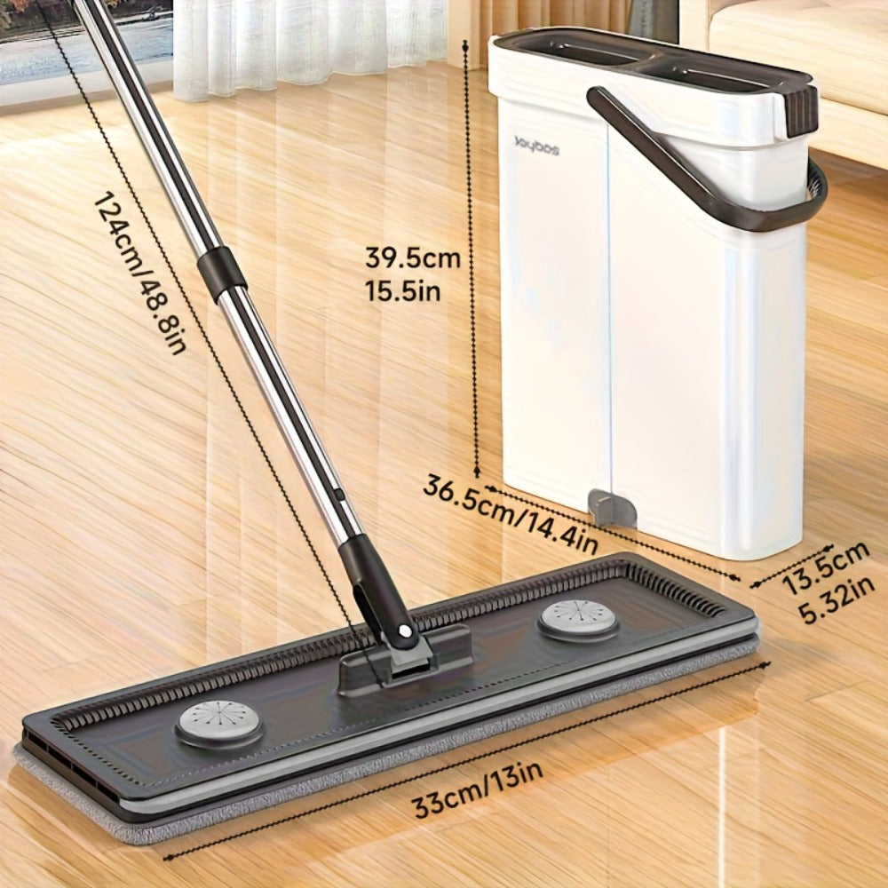 Spin Mop and Bucket Set with Wringer 360¡ã Flat Mop Washable Microfiber Pads Long Handle for Hardwood Tile Laminate Floors Walls Windows Home Kitchen Bathroom