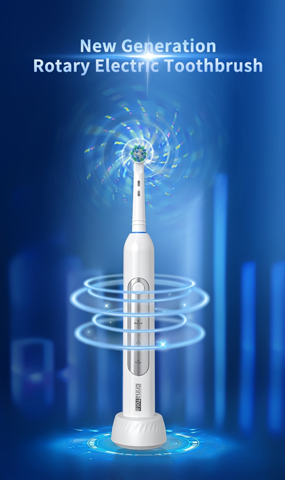 Electric Toothbrush with 3 Rotating Cleaning Modes - Induction Charging, 4 Replacement Brush Heads, Travel Case Included, Couples Toothbrush Set, Deep Plaque Removal, Holiday Gift, Black Purple Blue