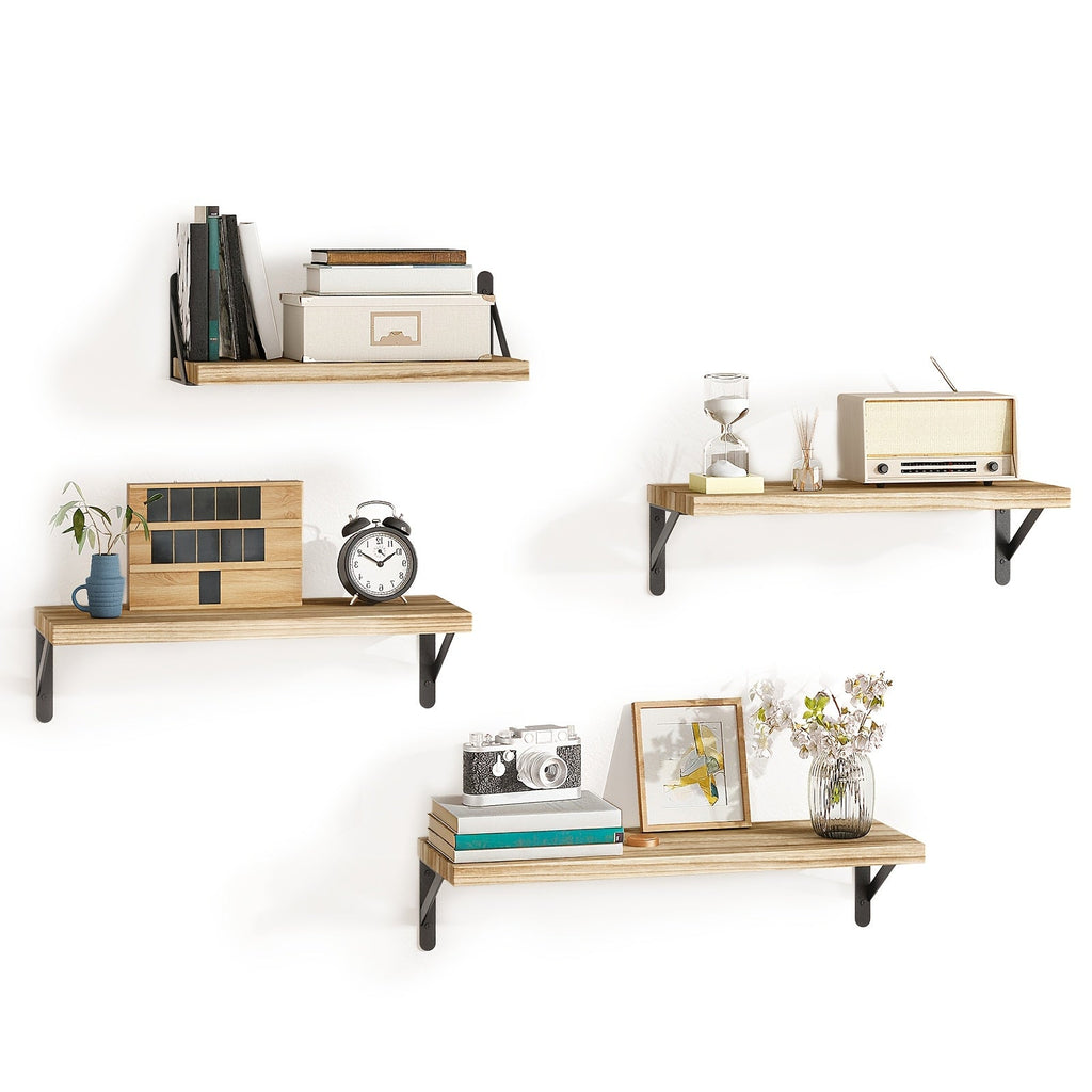 Floating Shelves Wall Mounted 4-Pack ¨C Decorative Wall Shelves for Bedroom, Living Room, Bathroom & Plants, Home Storage Display Shelf for Books, Decor & Accessories, 4 Color Options