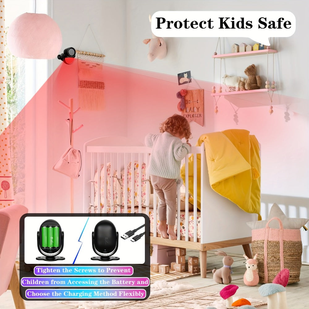 125dB Wireless Motion Sensor Alarm with Siren Light & Remote Control ¨C Indoor Infrared Security Motion Detector for Home, Shed & Garage ¨C Battery Operated PIR Alert System (Black & White)