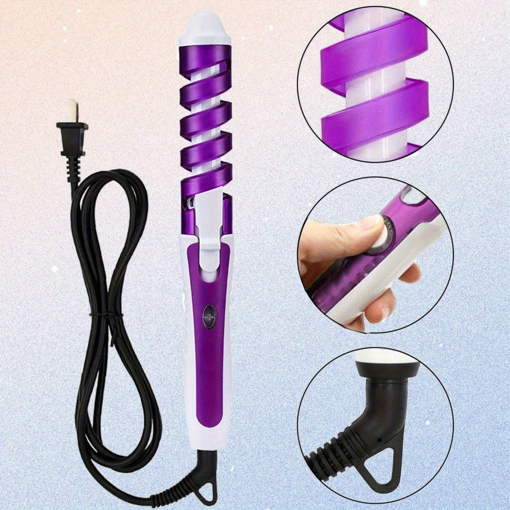 Automatic Spiral Curling Iron 360¡ã Electric Hair Curler - Auto Rotating Curl Wand, Lightweight & Portable, Easy to Use, Includes 2 Clips & 1 Comb, Gift for Women, Pink, Purple, Blue