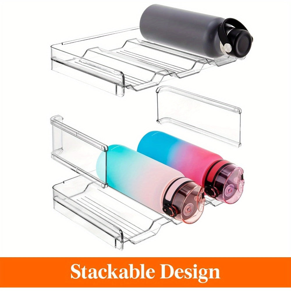 Stackable Water Bottle Organizer for Cabinet & Kitchen Pantry ¨C Tumbler Travel Mug Cup Holder, Plastic Fridge Wine Rack, Holds 5/6/8/9/11/12 Bottles
