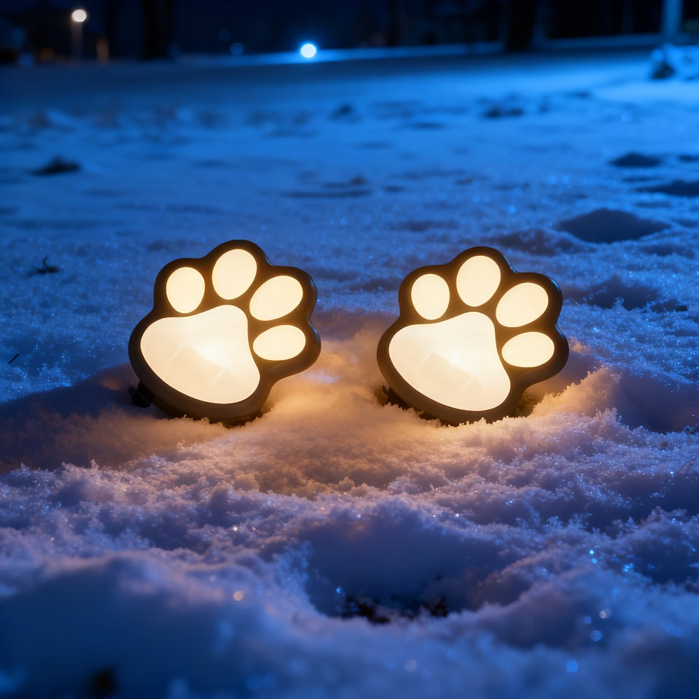 Solar Paw Print Garden Lights 2-Pack, LED Outdoor Path Lights IPX4 Waterproof, Lawn Terrace Yard Decor for Wedding Party Christmas Valentine