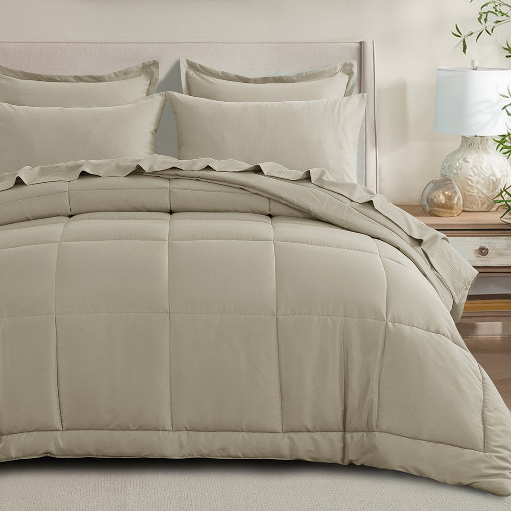 7 Piece Comforter Set Luxury Soft Fluffy Bedding All Season Bed in a Bag with Comforter Fitted Sheet Flat Sheet Pillowcases Hypoallergenic Breathable Easy Care Queen King Twin XL Full