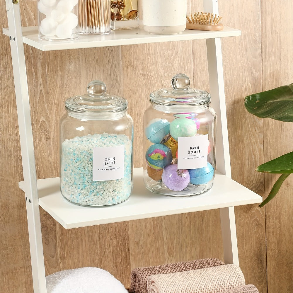 Airtight Glass Jars with Lids Labels and Spoons Half Gallon Storage Canisters for Laundry Detergent Pods Scent Booster Beads Kitchen Pantry Organization Food Safe Wide Mouth 1 2 3 4 Pack