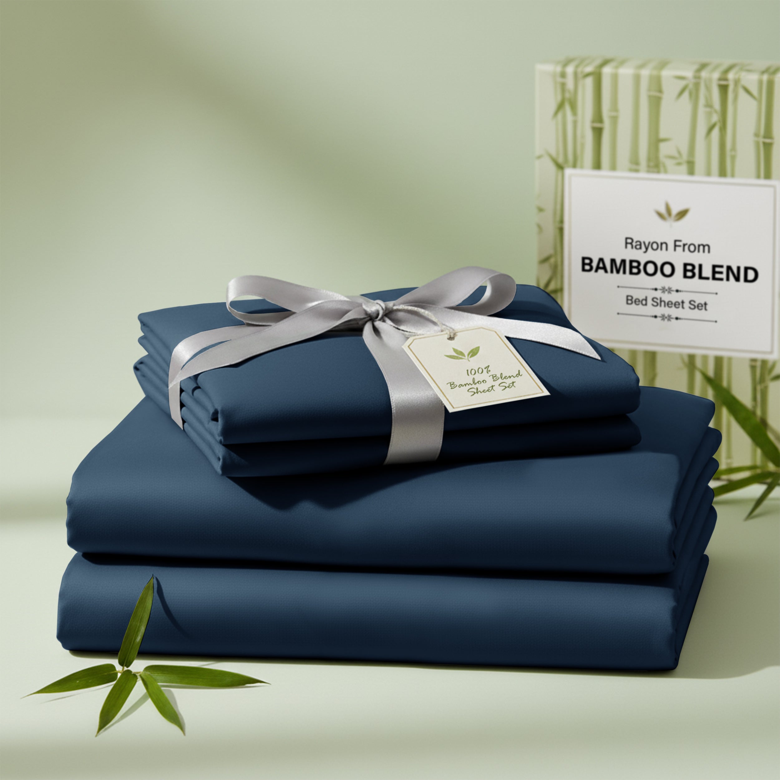 Bamboo Blend Bed Sheet Set 4 Piece 30% Bamboo Viscose 70% Polyester Cooling Deep Pocket 16 Inch Wrinkle-Resistant Moisture-Wicking Twin Full Queen King Cal King