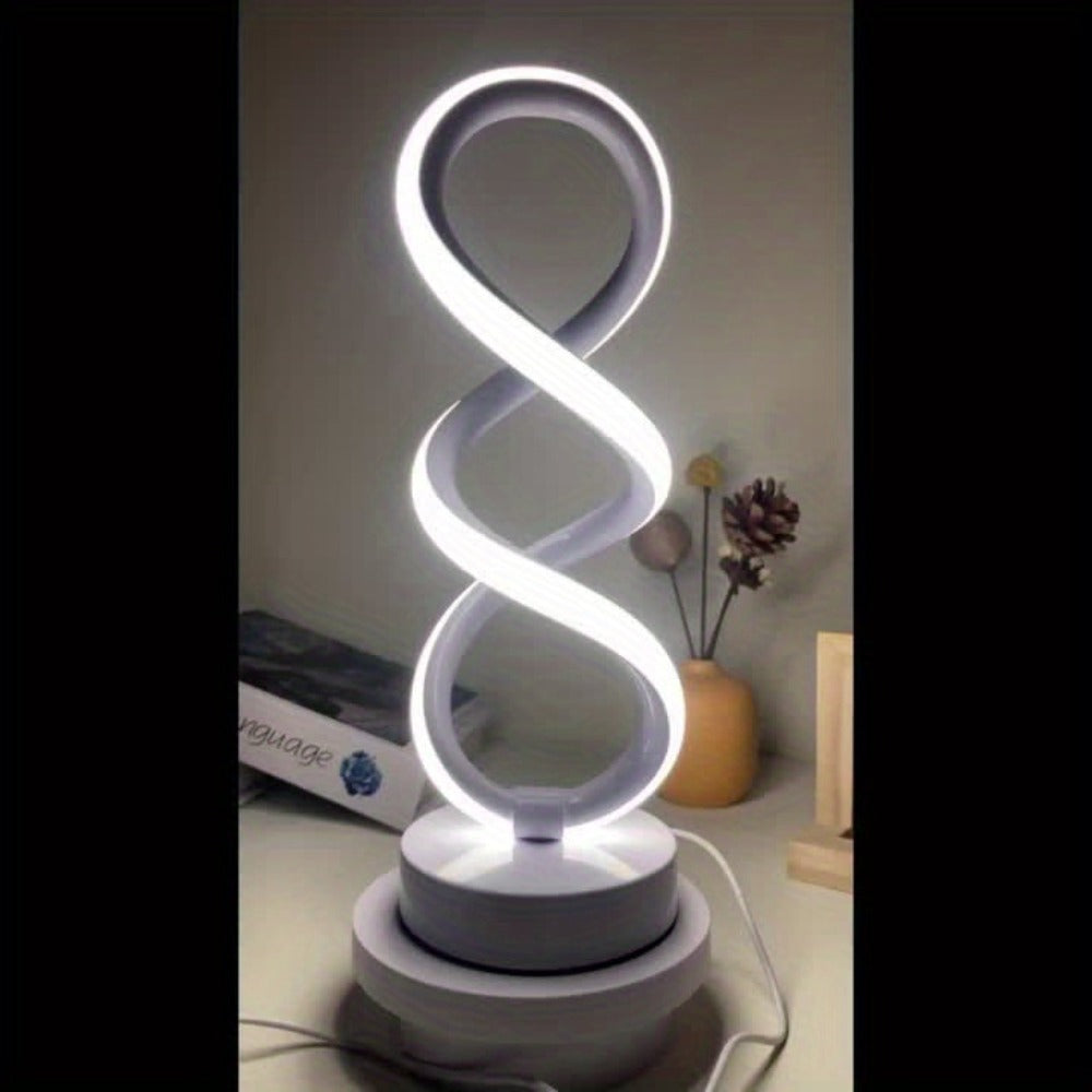 Spiral LED Table Lamp, Dimmable Push Button Control Desk Light for Bedroom Living Room Office, Modern Metal Base Indoor Accent Lamp, Unique Spiral Design Home Decor Gift for Christmas Birthday Valentine
