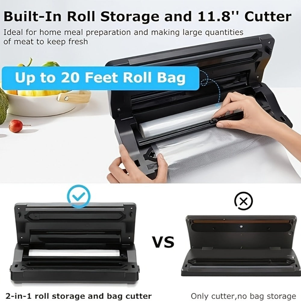 Vacuum Sealer Machine 85KPA ¨C INKBIRD 10-in-1 Food Sealer with Bag Storage, Built-In Cutter, Moist/Dry/Pulse/Liquid/Canister Modes, 200 Continuous Seals, Compact Design for Food Preservation & Sous Vide