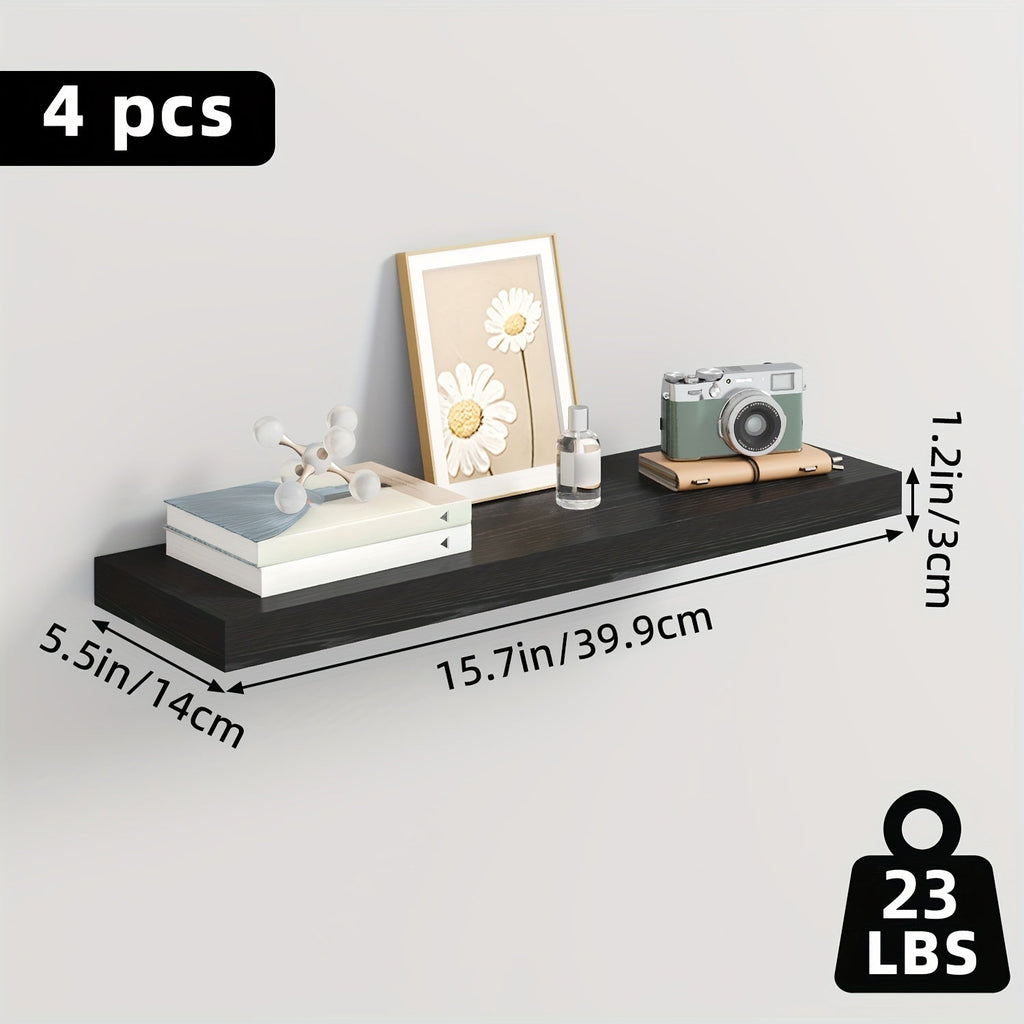 Floating Wall Shelves Set ¨C Wooden Wall-Mounted Shelves for Living Room, Kitchen & Bathroom (2/4/6pcs, 15.7¡±/19.7¡±/22¡±)