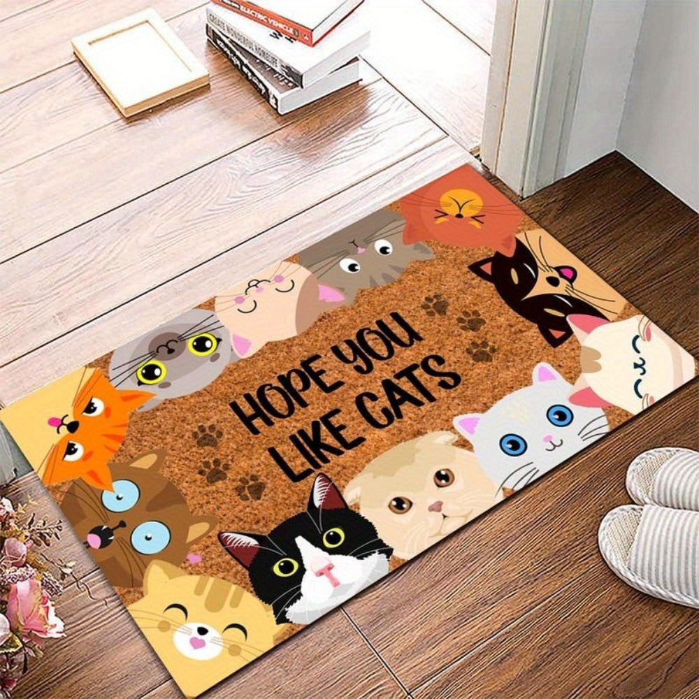 Cat Paw Print Non-Slip Doormat Indoor Outdoor Entrance Bedroom Living Room Floor Mat Flannel Washable Carpet Home Decor Gift