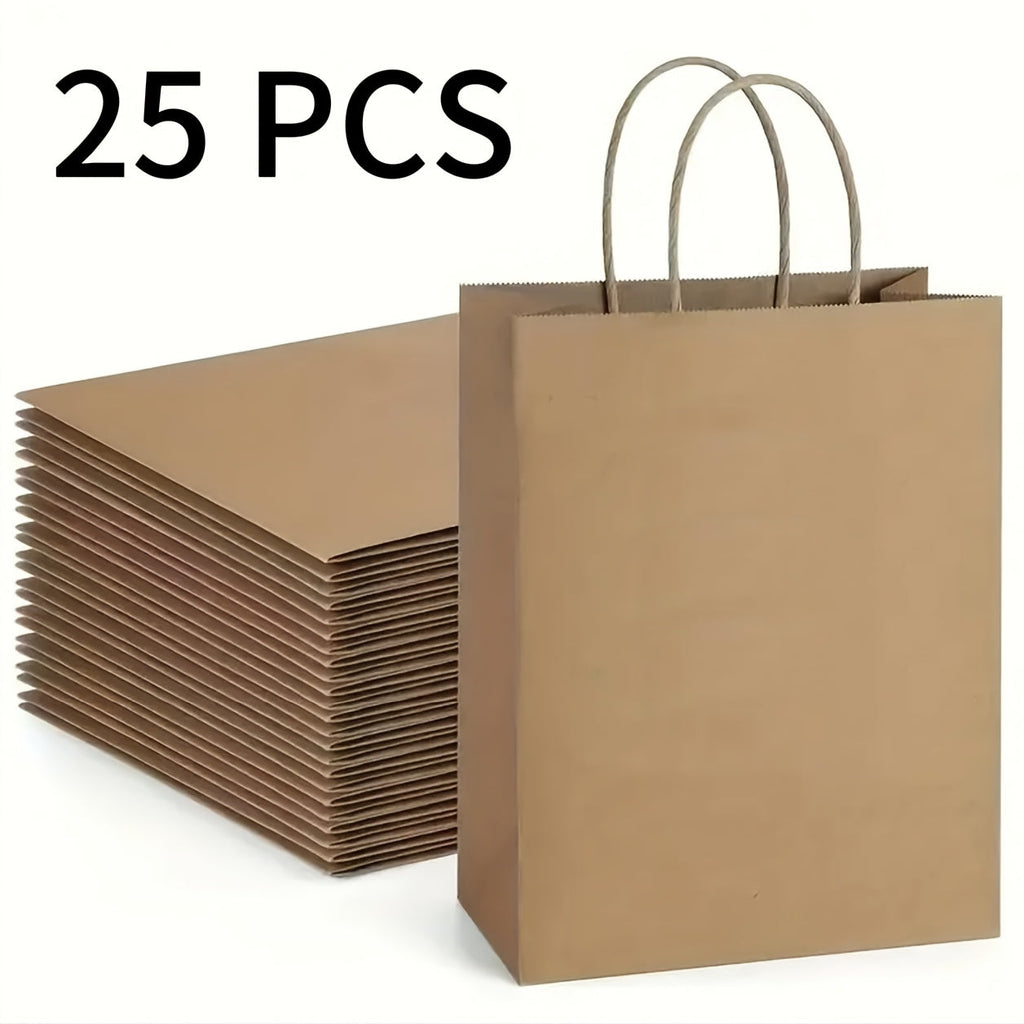 Paper Bags with Handles Bulk - Kraft Paper Gift Bags 25/75/100/300 Pcs, Black White Brown Reusable Shopping Bags for Small Business Retail, Birthday Party, Graduation, Easter Gift Wrapping Packaging