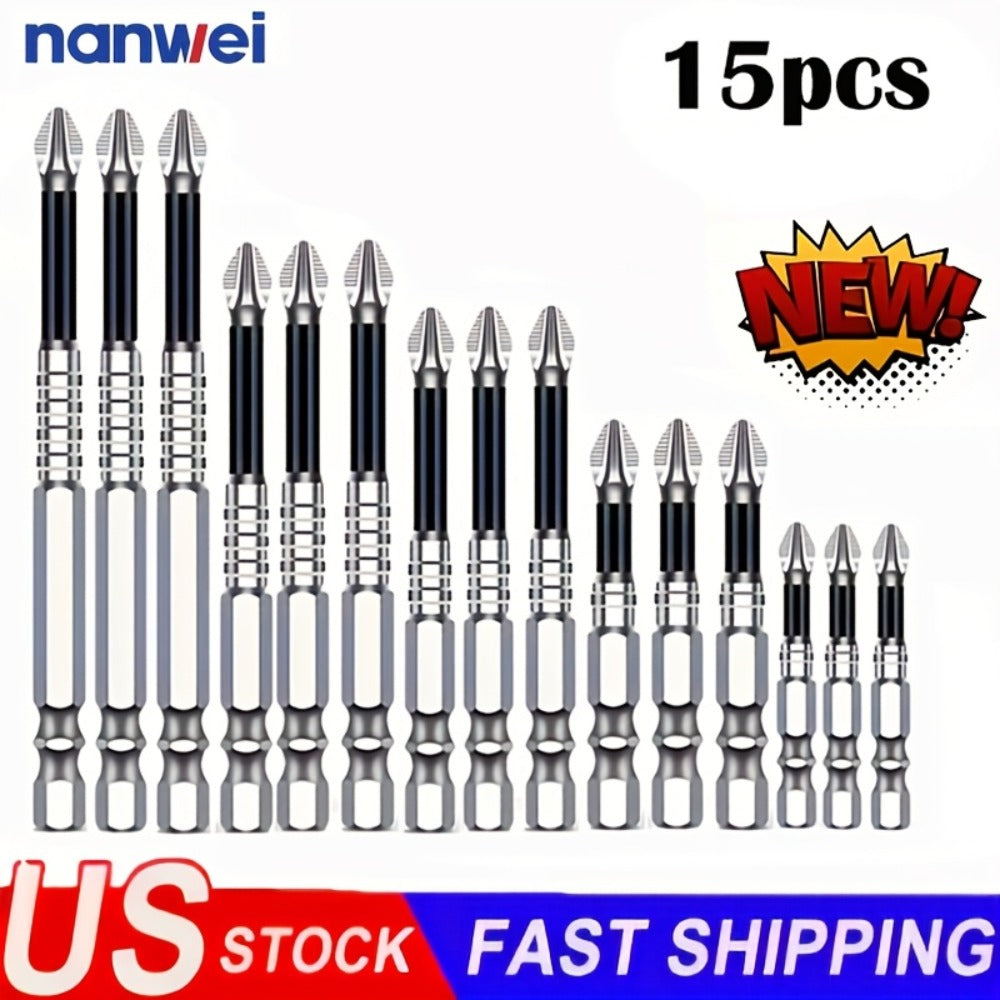 Magnetic Screwdriver Drill Bit Set Anti-Slip - K5 High Magnetic Power Bits in 50mm 65mm 70mm 75mm 90mm 150mm, Electric Screwdriver Bit Kit for Power Drills, DIY Home Repair & Professional Use