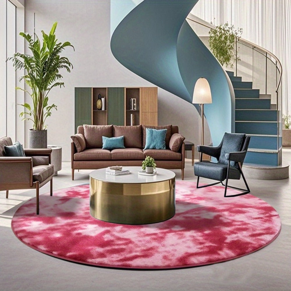 Round Faux Fur Area Rug - Soft Plush Circle Carpet for Living Room Bedroom, Machine Washable, Multiple Colors & Sizes