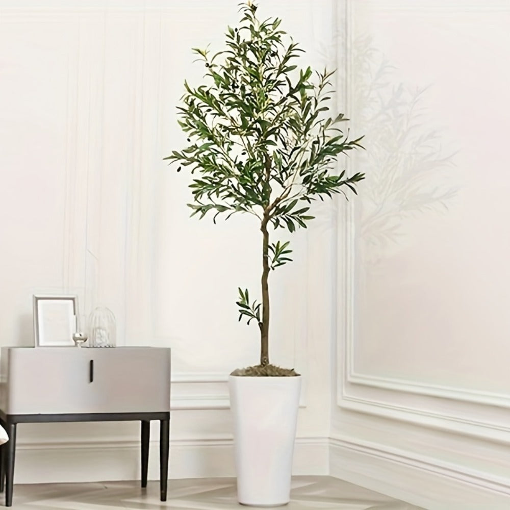 Artificial Olive Tree Indoor 5FT 6FT 7FT 8FT Potted Faux Olive Tree with Lifelike Trunk Branches Silk Leaves Fruits ¨C Large Fake Plant for Living Room Office Home Decor