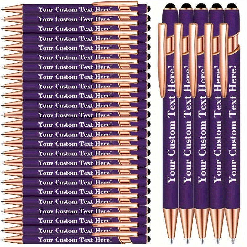 Custom Engraved Luxury Pens Bulk Set with Touch Tip & Soft Grip - Personalized with Logo, Name or Text, Elegant Gift Pens for Wedding, Birthday, Christmas, Office, Party Giveaways - 25/30/35/45/50 Pcs