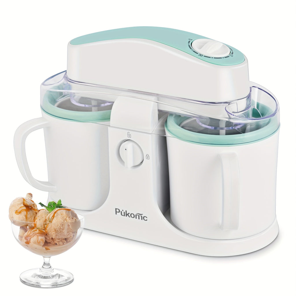 Ice Cream Maker Machine 33.81oz Dual Cup - Homemade Ice Cream, Frozen Yogurt & Fruit Smoothies, Detachable Easy-Clean Design, Electric Dessert Maker for Family & Kids, Perfect Christmas Gift
