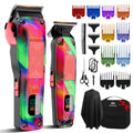 Professional Hair Clippers for Men ¨C 7500RPM Cordless Barber Clipper Kit with Graffiti Metal Body, Zero-Gapped Adjustable Blade, 10 Color Guide Combs & Storage Bag, Fade Clipper for Home & Salon Use