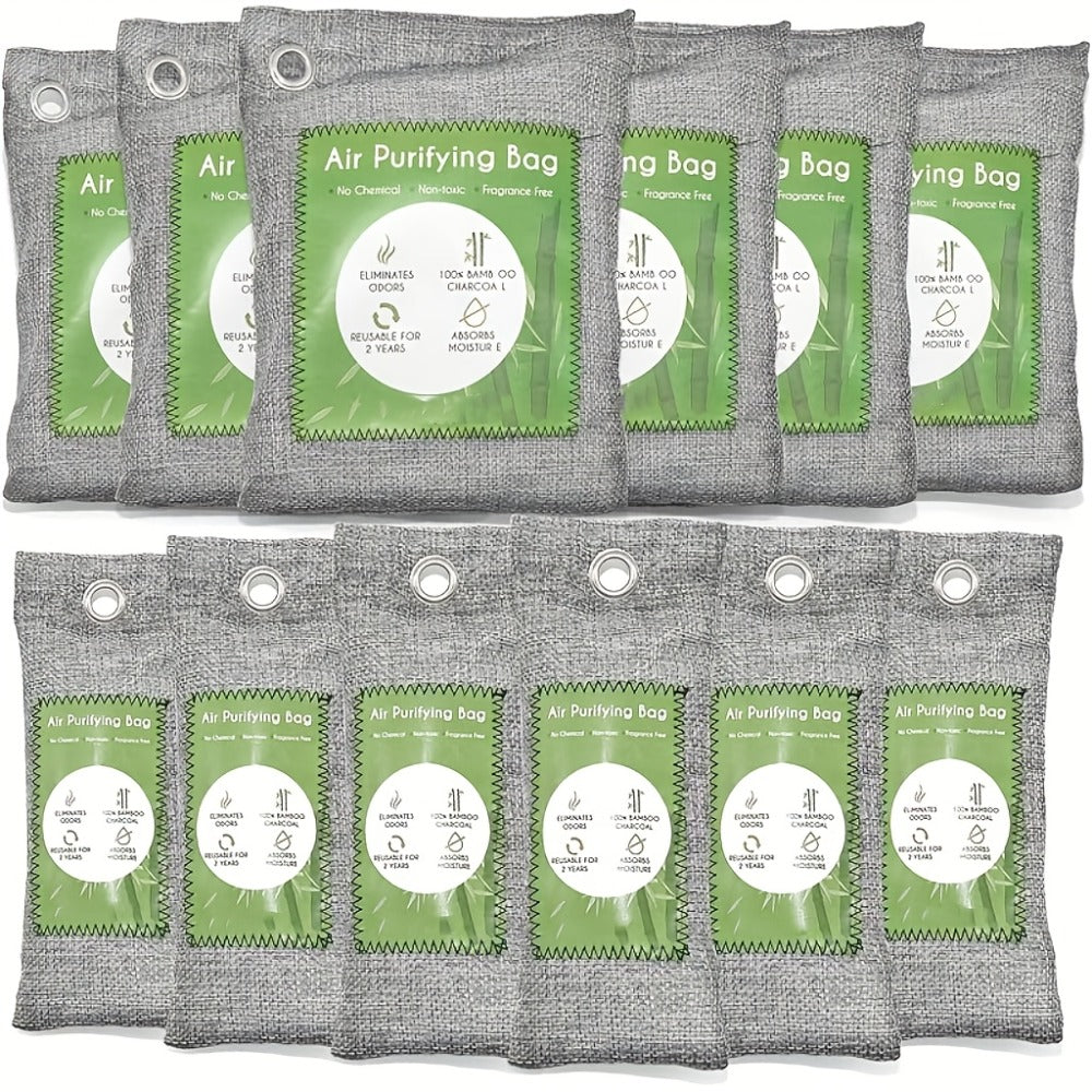 Bamboo Charcoal Air Purifying Bags Odor Absorber & Moisture Absorber Natural Activated Charcoal Odor Eliminator for Car Home Closet Shoe Refrigerator Pet Area Multi-Pack