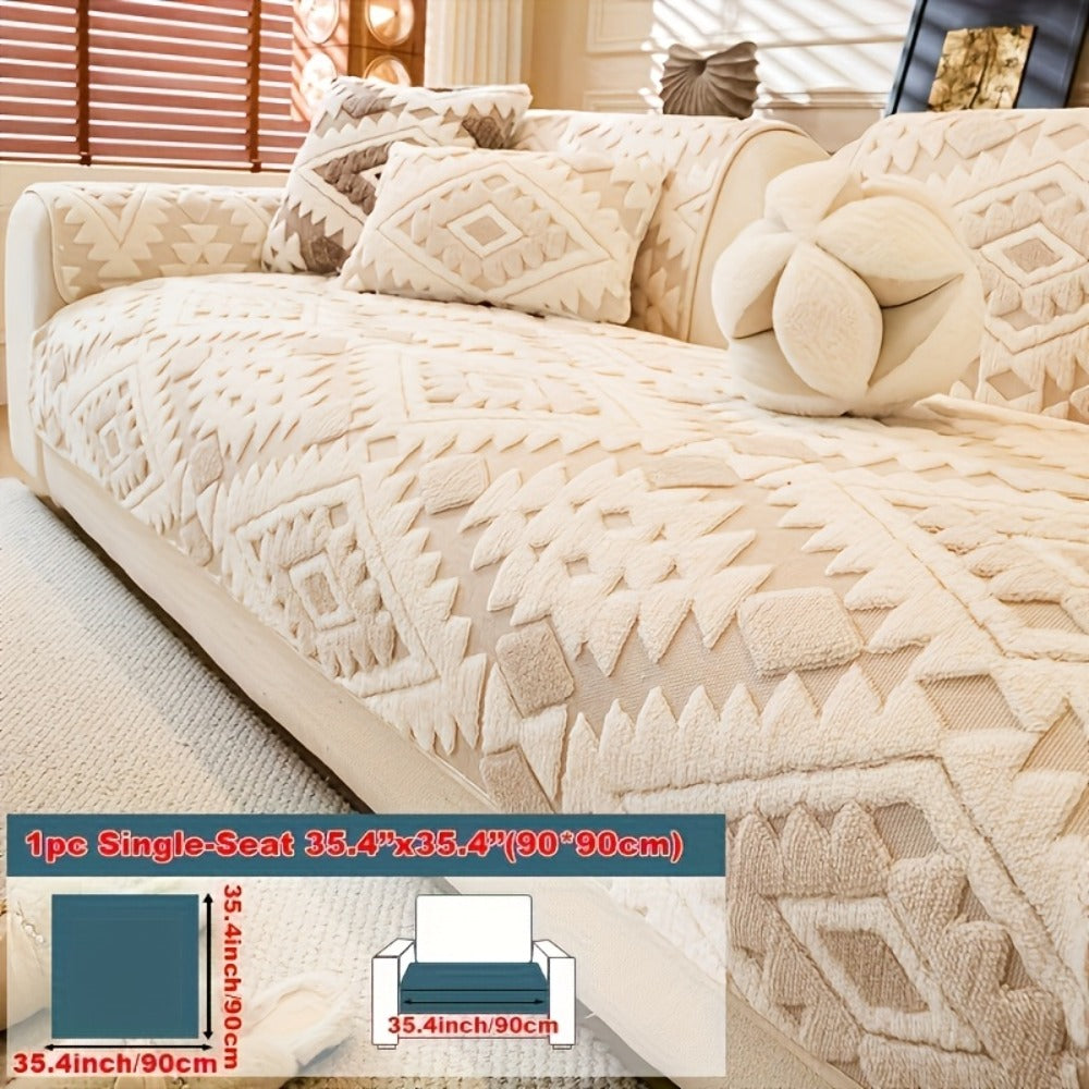 Thick Plush Sofa Cover Non-Slip Pet Friendly Machine Washable Couch Slipcover Furniture Protector for Living Room Bedroom Office Armrest to 4-Seat Multiple Colors