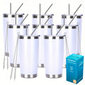 Stainless Steel Insulated Tumblers with Lid and Straw Bulk 20oz 304 Double Wall Vacuum Travel Mug for Hot Iced Coffee Drinks Water Cup Set 8pcs 12pcs 24pcs White Navy Blue Red Silver Black Mix