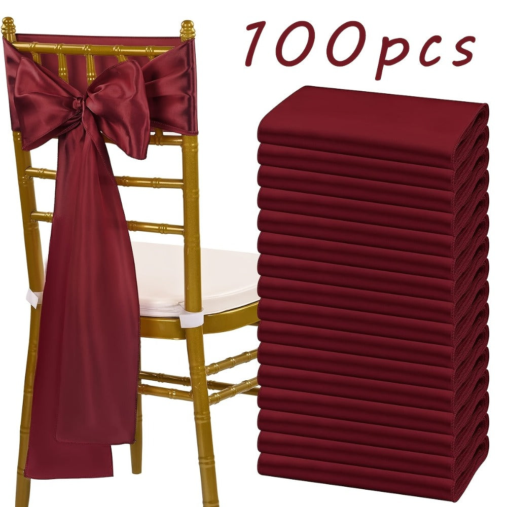 100pcs Satin Chair Sashes Bows for Wedding Banquet Party Event Decoration ¨C 13 Colors, 18¡Á275cm