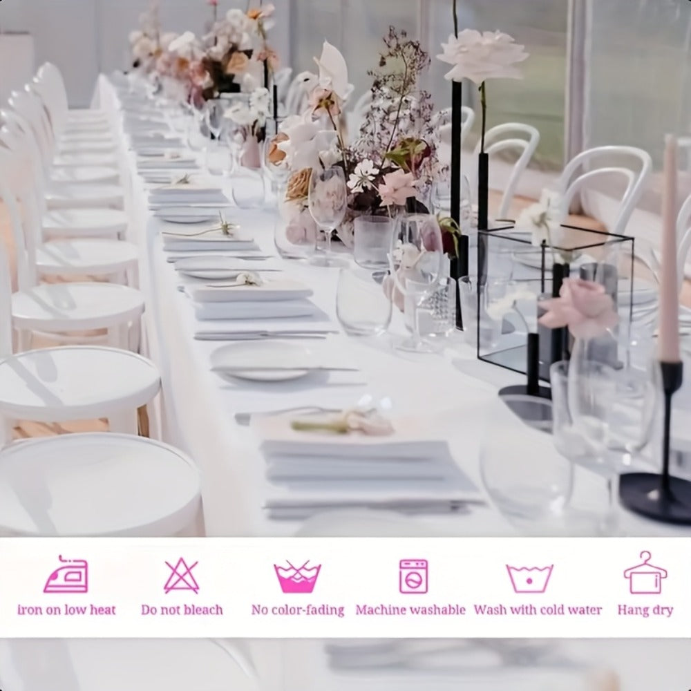 10-Pack White Rectangular Tablecloths 60x102 Inch - Washable Banquet Table Covers for Weddings, Parties & Events