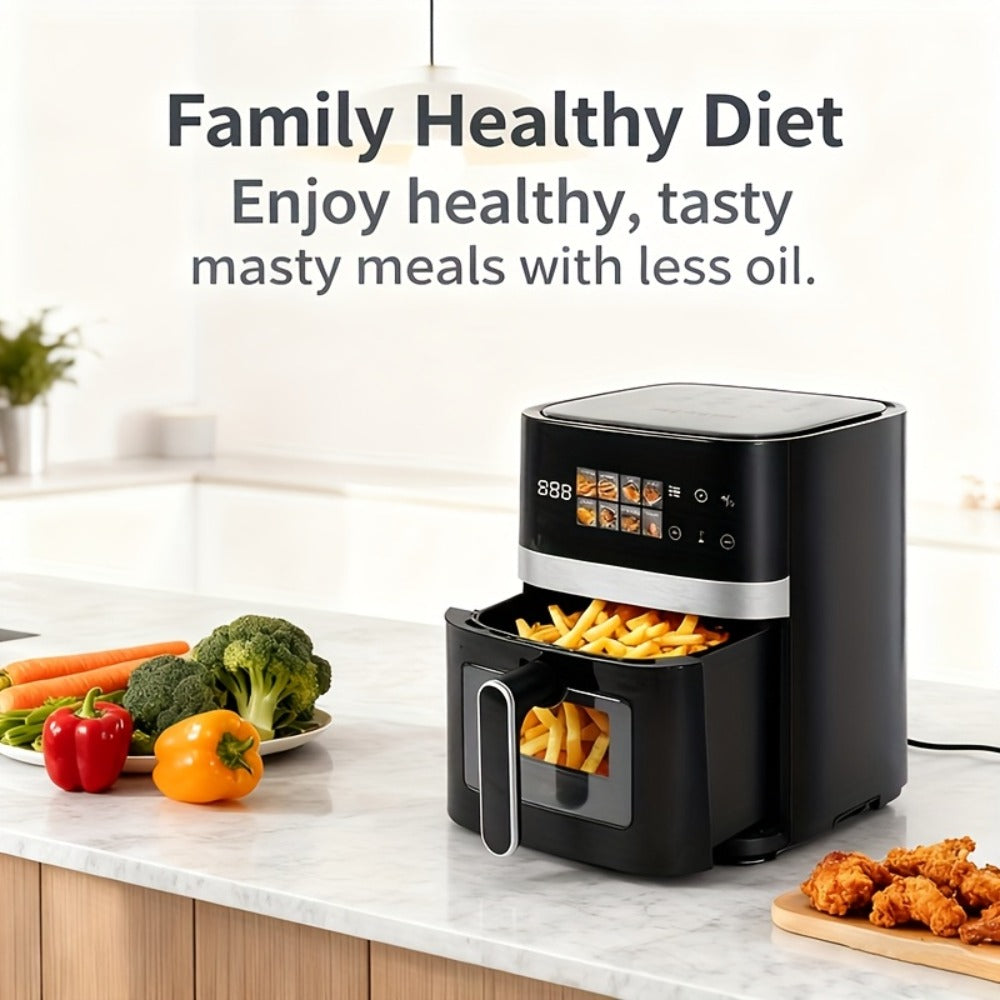 Air Fryer 5 Quart 8-in-1 Electric Hot Air Oven 1350W with LED Touchscreen & 360¡ã Hot Air Circulation ¨C Large Capacity Digital Air Fryer for Fry Roast Bake Grill Dehydrate, Black